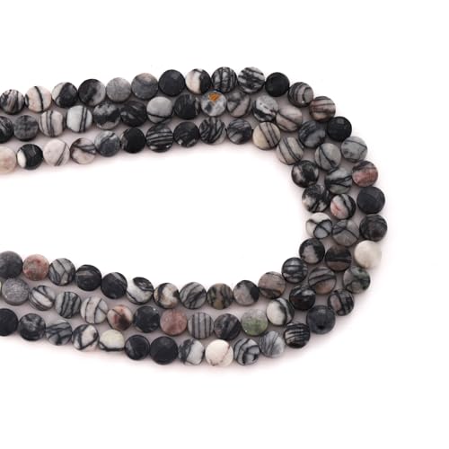 6mm Faceted Natural Black Network Stone Beads Coin Disc Gemstone Spacer Beads for Jewelry Making DIY Bracelet Necklace - color: Black Network