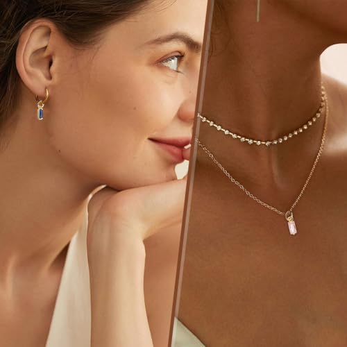 18Pcs 18 Styles Faceted Cubic Zirconia Charms, 18K Gold Plated Teardrop Rectangle Crystal Charm Pendants with Jump Shiny Ring CZ Stone Dangle Charms for Jewelry Accessory Making DIY Gift