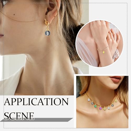 Ipotkitt 100 Pcs Crackle Glass Round Bead Charms Colorful Drop Crystal Bead Charms Mini Dangle Beads for Jewelry Making DIY Necklace Earring Accessory - color: 100pcs-Crackle Glass Charms-15~15.5mm