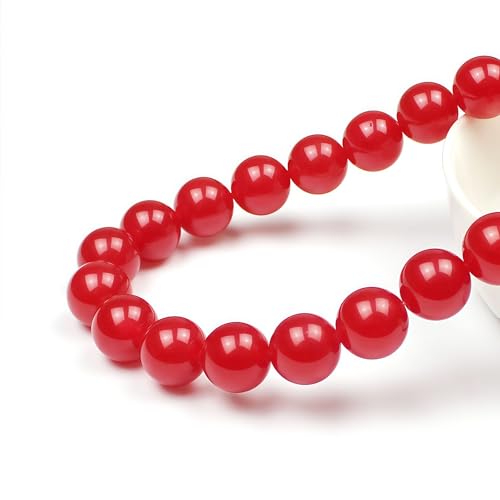 MJDCB Natural Red Jade Round Loose Beads for Jewelry Making DIY Bracelet Necklace (8mm) - color: Red Jade, size: 8mm