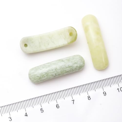 5PCS Natural Green Jade Stone Rectangle Curved Beads Gemstone Pendants Connectors for DIY Bracelet Neclace Jewelry Making - color: Green Jade