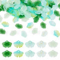 Glass Leaf Beads Crystal Glass Leaf Charms Transparent Leaves Pendants Tiny Green Leaf Bead Caps for Christmas Earring Bracelet Jewelry Making DIY Keychain Craft - color: Green Gingko Leaf