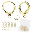 60 pcs 14 K Gold Plated Earring Hooks with 90 Jump Rings Hypoallergenic Tarnish Resistant Huggie Round Hoops for Earring Making - style: 14 K Gold Hoops