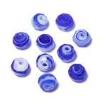 7.5×10mm 50pcs Blue White Faceted Lampwork Glass Beads for Jewelry Making, Flat Round Handmade Murano Beads for Bracelets, Crafts, Friendship Bracelet Kit, Rosary Making - color: Blue White