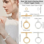 Beebeecraft 1 Box 10Pcs Toggle Clasps T-Bar Closure Clasps Real 18K Gold and 925 Sterling Plated Silver OT Buckle with Jump Rings for Necklace Bracelet Jewelry Making - color: #3 Gold&Silver 10 sets