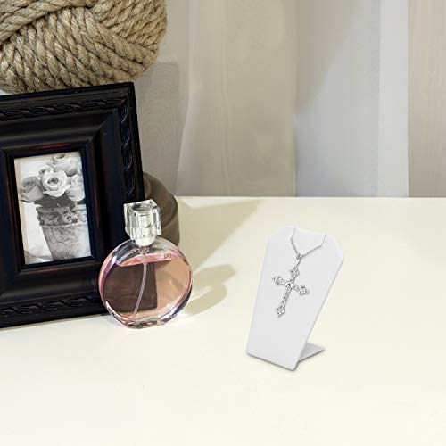 MOOCA 6 Pcs Set Mini White Faux Leather Earring Stand Necklace Chain and Pendant Display Stand, Mini Jewelry Display Holder Stand, Jewelry Showcase, 3 1/4 in Height - color: 2) White Faux Leather