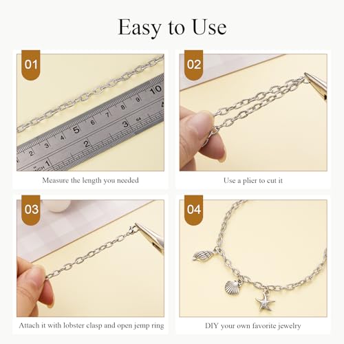 Jabogrii 5 Meters Silver Stainless Steel Chain for Jewelry Making Embossed Oval Paperclip Chain DIY Craft Jewelry Findings - color: Embossed Paperclip Silver