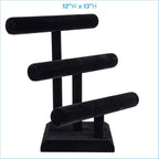 SSWBasics Jewelry Organizer Display Stand (3 Tier) - Necklace Bracelet and Watch Holder Display Stand, Black Velvet T-Bar Table Top Jewelry Tower