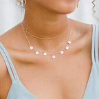 Aisansty Dainty Layered Choker Necklaces Handmade Coin Tube Star Pearl Pendant Multilayer Adjustable Layering Chain Gold Plated Necklaces Set for Women - color: Gold, style: Gold Coin Charms