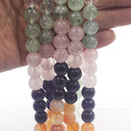 6 8 10 12mm Natural Mixed Carnelian Crystal Amethyst Rose Quartz Prehnite Round Jewelry Loose Gemstone Beads Strand 15" Natural Stone for Necklace Bracelet DIY Design - size: 12mm