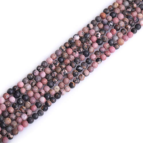4mm Natural Stone Black Rhodonite Frosted Matte Unpolished Round Spacer Beads for Jewelry Making Strand 15 inch - color: Black Rhodonite, size: 4mm