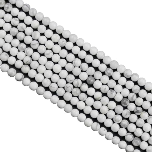 MJDCB 320pcs Natural Small Stone Beads 2mm White Howlite Round Smooth Loose Gemstone Bead for Jewelry Making Bracelets Earrings Necklaces Accessories - color: Howlite