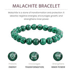 Crystal Vibe 8mm Beaded Bracelets For Women Men - Healing Crystal Bracelet - Adjustable Size - color: malachite