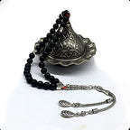 Simple Designed Natural Stone Worry Beads (8mm -33 Beads) - Prayer Beads Tesbih-Tasbih-Tasbeeh-Misbaha-Subha-Sebha-Sibha-Rosary (Black Glass -8 mm 33- Beads) - color: Black Glass -8 mm 33- Beads