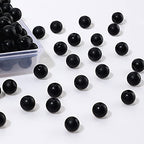 Ecally 300 Pieces Black Matte Onyx Beads Natural Black Agate Round Frosted Onyx Gemstone Loose Beads for Bracelet Necklace Jewelry DIY Making(6 mm) - size: 6mm
