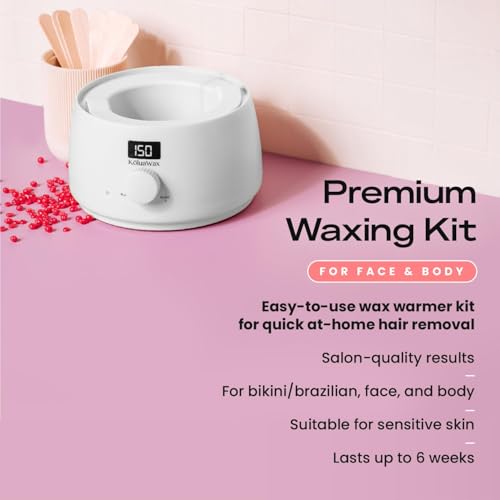 KoluaWax Premium Waxing Kit for Women - Beginner Friendly - Complete Wax Kit that includes 14oz of Wax Beads, Applicator, Pre and Post Care, Suitable for Sensitive Skin (White) - color: White