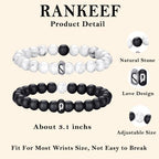 RANKEEF Tiger Eye Bracelet For Men 8MM Natural Stone Stretch Adjustable Black Crystal Beaded Bracelet for Men Women Gifts - color: 2,white,black-A
