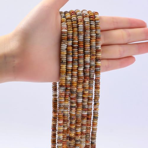 Natural Crazy Agate Disk Stone Spacer Beads 6x2mm 38cm/str Flat Rondelle Loose Semi Gemstone Caps for Making Bracelets Necklace - color: Crazy Agate