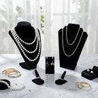 Geelin 8 Pcs Velvet Jewelry Display Stand Sets for Velvet Necklace Stands Ring Finger Holders Acrylic Earrings Holders