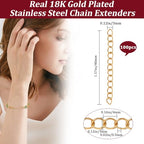 Beebeecraft 1 Box 100Pcs Bracelet Extender Chain 18K Gold Plated 304 Stainless Steel Curb Necklace End Chain Extension for Jewelry Making Crafts (40mm, Dark Gold) - size: 1.57 inch