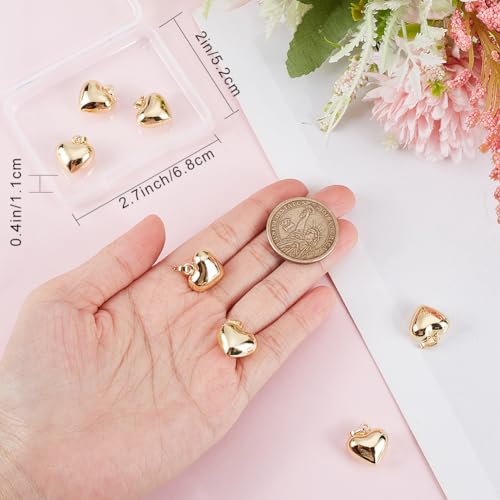 Beebeecraft 1 Box 10Pcs Puffed Heart Charm 18K Gold Plated Smooth Tiny Love Drops Charms for Jewelry Making Necklace Bracelet DIY Crafts - color: Gold, size: 15x18x7mm