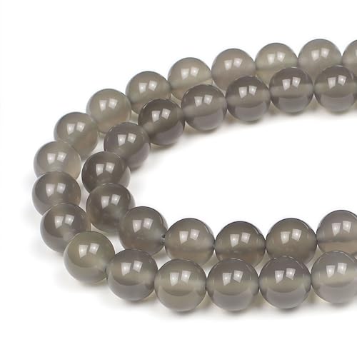 MJDCB 7A Natural Grey Agate Gemstone Round Stone Beads for Jewelry Making DIY Bracelet Necklace (12mm) - color: Gray Agate, size: 12mm