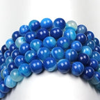 MJDCB Natural Stone Beads Blue Striped Agate Round Loose Beads for Jewelry Making DIY Bracelet Necklace (8mm) - color: Blue Striped Agate, size: 8mm