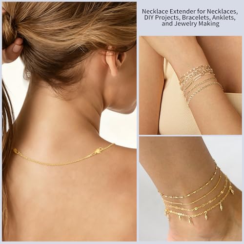 KOPOX 6 Pcs Gold and Silver Plated Necklace Extenders for Necklaces, 2", 4", 6" Delicate Necklace Extender Chain Set for Women Jewelry Making - color: Gold and Silver