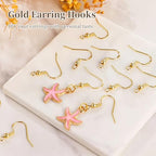 Sterling Silver Earring Hooks, 120 PCS 14K Gold Plated Fish Hook Earrings for Earring Making Supplies Kit, Jewelry Making Supplies for DIY Earrings Hypoallergenic Ear Wires Fish Hook - color: 14K Gold