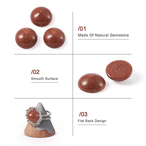 Crafans 50Pcs 8mm Half Round Gemstone Cabochons Synthetic Goldstone Flat Back Stone Cabochons Domes No Hole Healing Power Stone Chakra Crystal Beads for Jewelry Making - color: Goldstone, size: 8mm