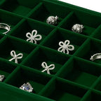 24 Girds Velvet Jewelry Ring Tray Earring Organizer Tray Jewelry Organizer Display Trays for Ring Earrings Storage (Green) - size: 24 Grid