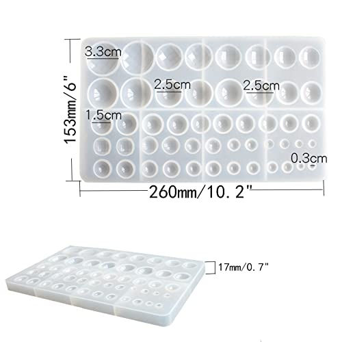 2 Pcs Cabochon Gem Silicone Mold, Clear Round Silicone Mold for Making Earrings Jewelry Making Crafting Projects(Large) - color: round-large