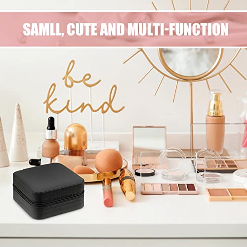 Taiyin Travel Jewelry Case, Bridesmaid Gifts Mini Jewelry Organizer, PU Leather Portable Earring Box for Women Girls - color: Black