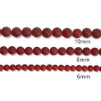 65Pcs 6mm Frosted red Agate Natural Round Loose Real Stone Beads Gemstone Genuine for DIY Hand Made Craft Jewelry Bracelet Earring Necklace String Making Energy Healing Power - color: Frosted red agate, size: 6mm