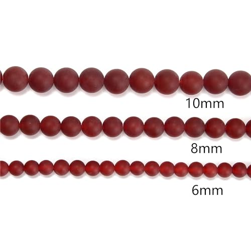 65Pcs 6mm Frosted red Agate Natural Round Loose Real Stone Beads Gemstone Genuine for DIY Hand Made Craft Jewelry Bracelet Earring Necklace String Making Energy Healing Power - color: Frosted red agate, size: 6mm