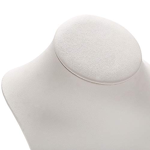 Polmart Modern Necklace Display Bust (White Leatherette, 10 ¼”H) - color: White Leatherette, size: 10.25”H