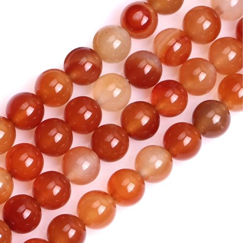 HAAMIIQII 60pcs 6mm Natural Orange Red Carnelian Stone Beads Round Loose Gemstone Beads for Jewelry Making Strand 15 Inch - color: Carnelian, size: 6mm 60pcs