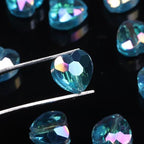 70pcs 8mm Valentine's Day AB Blue Faceted Heart Beads for Jewelry Making Crystal Glass Beads for Bracelets Necklace Crafts, Friendship Bracelet Kit, Love Gifts - color: AB Blue