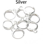 20Pcs Steel French Lever Earring Hooks Wire Settings Base Hoops Earrings with Open Loop for Men Women for DIY Jewelry Making Supplies(14×12mm) (Silver) - color: Silver