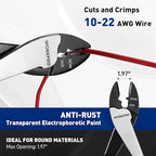 WORKPRO 9.5" Wire Cutter/Crimper, Wire Crimping/Cutting Tool for 10-22 AWG Terminals and Connectors, Designed for Insulated and Non-Insulated Connections