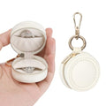KUKUVR Jewelry Ring Holder Box with Keychain, Portable Gym Jewelry Storage Box Case, Small Travel Ring Earring Stud Necklace Storage Case (White) - color: White