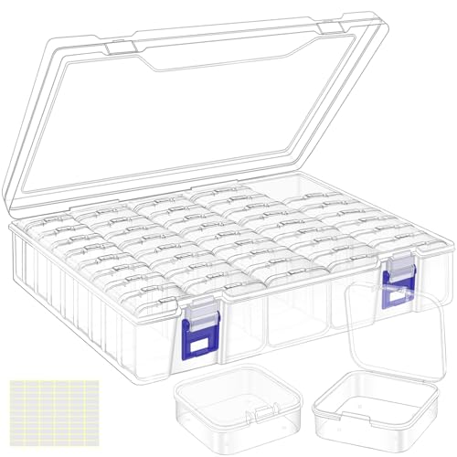 DILIBRA Bead Organizer Box, 46Pcs Small Bead Organizers and Storage Plastic Cases, Mini Clear Storage Containers Boxes with Hinged Lid for Diamond Painting Accessories Seed Jewelry Crafts - color: 1 Pack (46 Organizers)