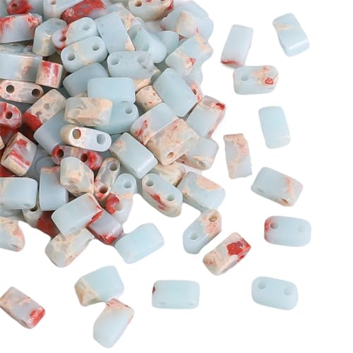 Beadia Natural Shoushan Stone Tila Beads 5x2mm Rectangle 2-Hole Spacer Beads for DIY Bracelet Earring Making 15"/Strand - color: Shoushan Stone, size: 5x2mm