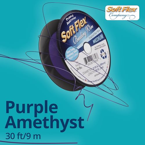 Soft Flex 49 Strand Beading Wire - Medium 0.19 Diameter - 30 Feet Nylon Design Wire - style: Purple Amethyst