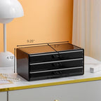 YUFONG Earring Organizer Box Acrylic Jewelry Organizer with 3 Drawers 54 Adjustable Grids Clear Stackable Earring Holder Velvet Trays Ring Display Case for Women Girls (Black Black) - color: Black Black