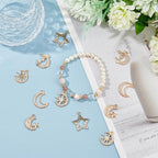Brass 18k Gold Plated Charms Brass Pave Cubic Zirconia Charms Real 18k Gold Plated Charm Assorted Crystal Sun Star Moon Charm for Bracelet Earring Jewelry Making - size: 19.5mm