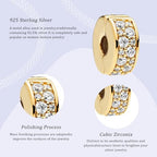 925 Silver Charms Pendants For Pandora Bracelet Golden charms Bead Safety Chain Clip set Heart Flower Animal Beads Family, Mom, Friend, Daughter, Birthday, Jewelry Gift - style: B-Golden Clips