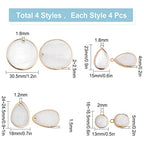 SUNNYCLUE 1 Box 16Pcs 4 Style Natural Shell Charms Freshwater Shell Teardrop Coin Shape Beads Flat Round Golden Brass Pendants for Jewelry Making Charm Earring Necklace Accessories Craft DIY Supplies - color: 1 Box 16pcs Flat Round Shell Charms