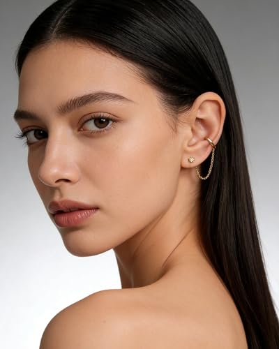 4Pcs Gold Earrings Connector Chains Set for Women, Convertible Dangle Chain for Double Piercings 50mm - color: style F