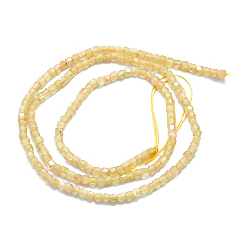 Pandahall 364pcs Natural Gemstone Cube Beads Yellow Apatite Faceted Square Stone Bead 2x2x2mm Crystal Energy Stone Healing Power for Jewelry Making